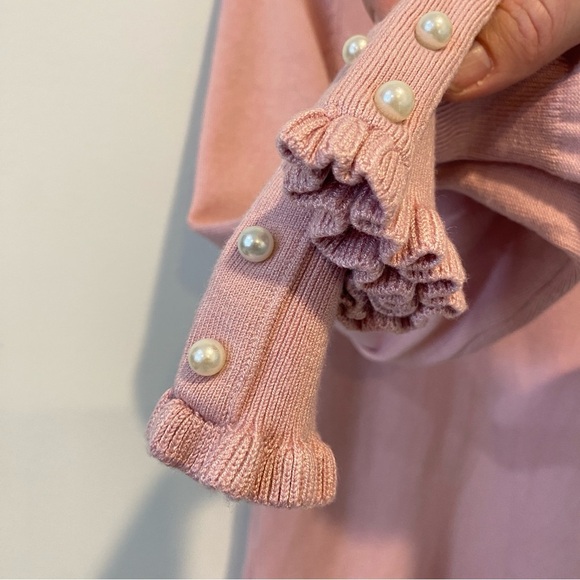 Laura Petites Coquette Girl Feline Turtleneck in Pink with Pearl Accents - Picture 4 of 17